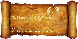 Gallovits Mária névjegykártya